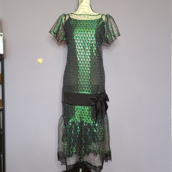 Unique Vintage Dresses & Skirts - Unique Vintage Peacock Flapper Dress